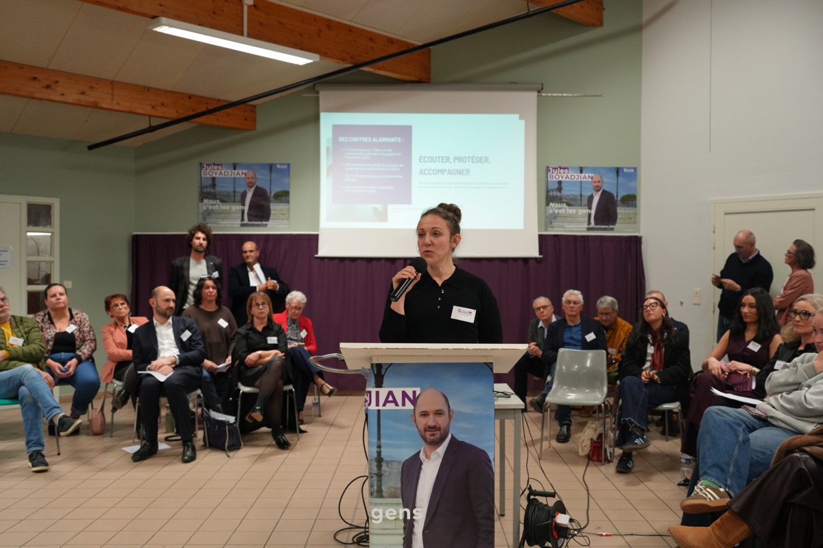 Moment de la réunion de présentation de la liste Le Choix de Valence